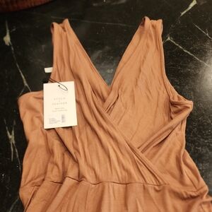 Stitch And Feather Final Touch Rayon Modal Surplice Jumpsuit Amber Brown Med